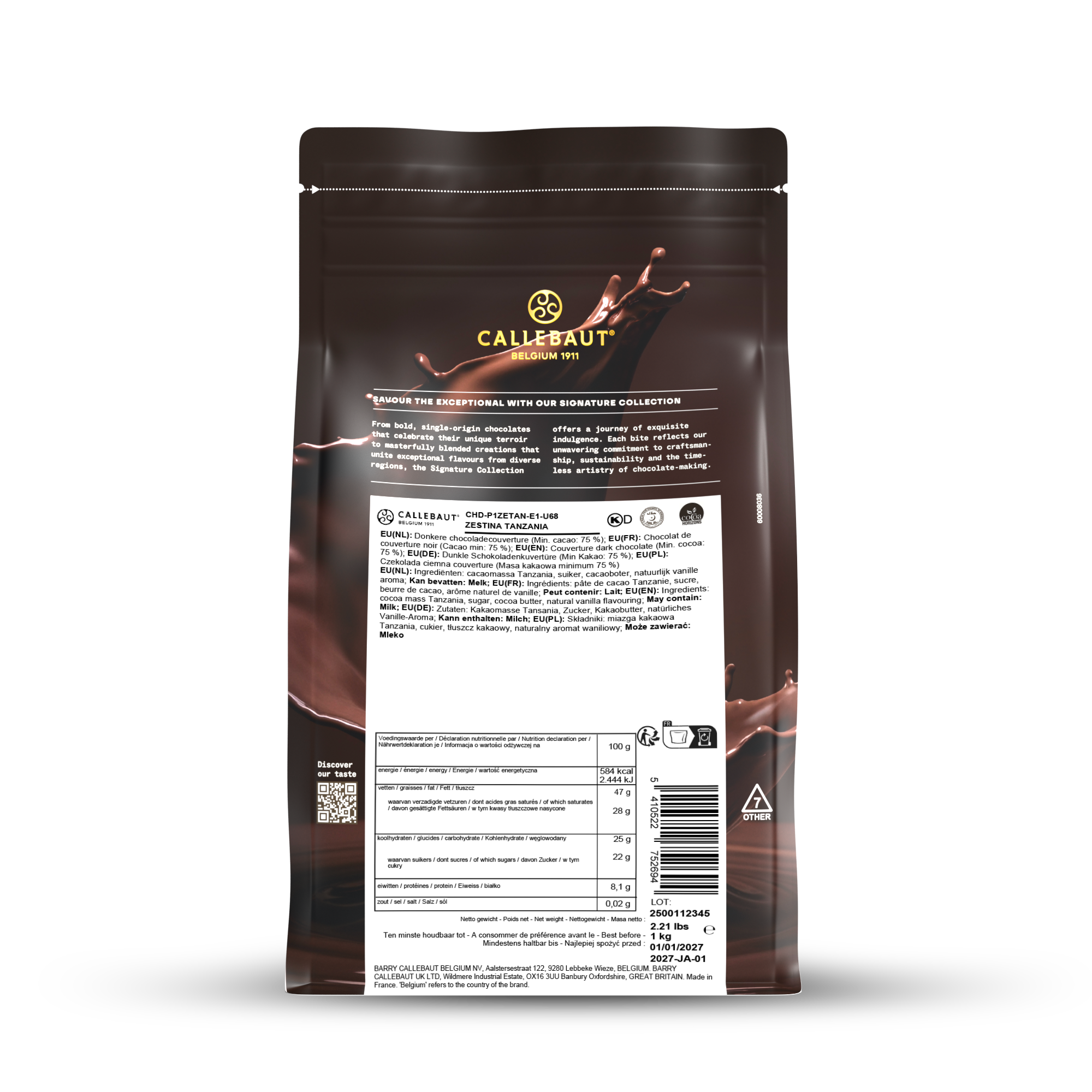 Zartbitter Schokoladen Callets Tansania 75% 1kg, , small